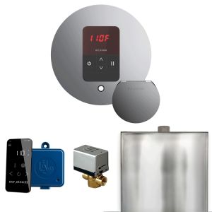 BBRBL - Mr Steam Basic Butler Steam Shower Ctrl Pkg w/Round iTempo Control and Steamhead in Brilliant Black