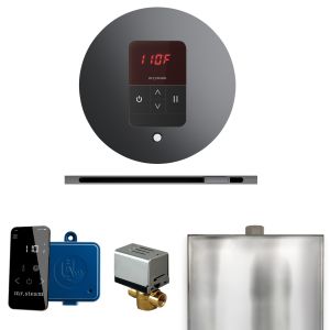 BBRLBL - Mr Steam Basic Butler Steam Shower Pkg w/Round iTempo Control and Linear Steamhead in Brilliant Blk
