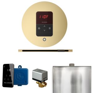 BBRLSB - Mr Steam Basic Butler Steam Shower Pkg w/Round iTempo Control and Linear Steamhead in Satin Brass