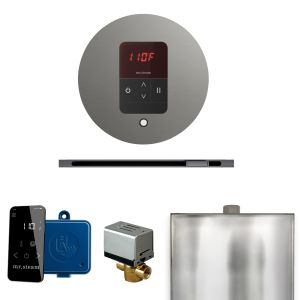 BBRLST - Mr Steam Basic Butler Steam Shower Pkg w/Round iTempo Control and Linear Steamhead in Satin Steel