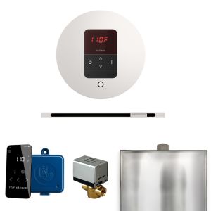 BBRLWH - Mr Steam Basic Butler Steam Shower Ctrl Pkg w/Round iTempo Control and Linear Steamhead in White