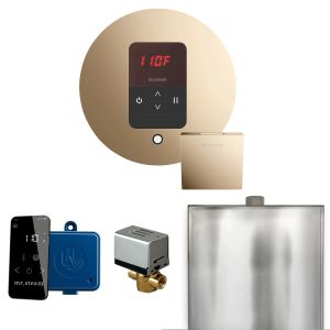 BBRPG - Mr Steam Basic Butler Steam Shower Ctrl Pkg w/Round iTempo Control and Steamhead in Polished Gold