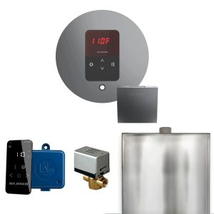 BBRST - Mr Steam Basic Butler Steam Shower Ctrl Pkg w/Round iTempo Control and Steamhead in Satin Steel