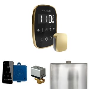 BFBKSB - Mr Steam ButlerFlex Steam Shower Ctrl Pkg w/TempoFlex Control and Steamhead in Black Satin Brass