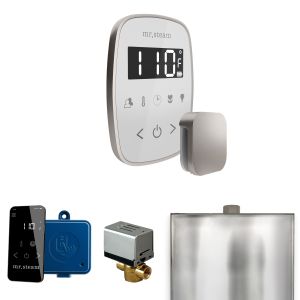 BFWHBN - Mr Steam ButlerFlex Steam Shower Ctrl Pkg w/TempoFlex Control and Steamhead in White Brushed Nickel