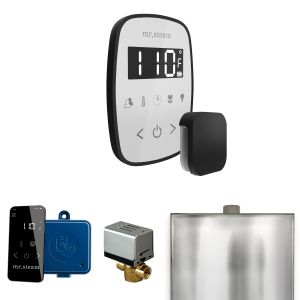 BFWHMB - Mr Steam ButlerFlex Steam Shower Ctrl Pkg w/TempoFlex Control and Steamhead in White Matte Black