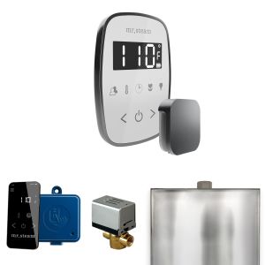 BFWHST - Mr Steam ButlerFlex Steam Shower Ctrl Pkg w/TempoFlex Control and Steamhead in White Satin Steel