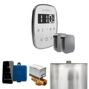 BFXWHBL - Mr Steam ButlerFlex Max Steam Shower Pkg w/TempoFlex Control and Steamhead in White Brilliant Black