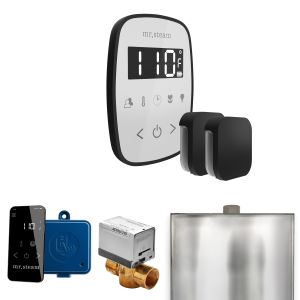 BFXWHMB - Mr Steam ButlerFlex Max Steam Shower Ctrl Pkg w/TempoFlex Control and Steamhead in White Matte Black
