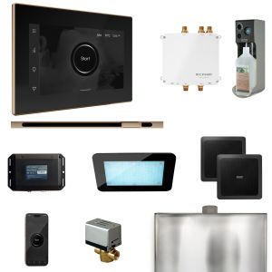 BLS1-BKLPG - Mr Steam Bliss Steam Shower Ctrl Pkg w/iSteamX Control and Linear Steamhead in Black Polished Gold