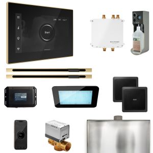 BLS1-BKXLPB - Mr Steam Bliss Max Steam Shower Pkg w/iSteamX Control and Linear Steamhead in Black Polished Brass