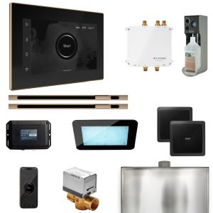BLS1-BKXLPG - Mr Steam Bliss Max Steam Shower Pkg w/iSteamX Control and Linear Steamhead in Black Polished Gold