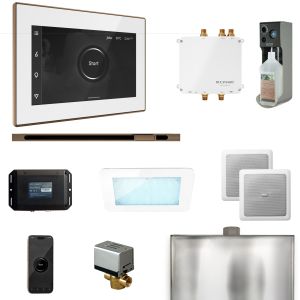 BLS1-WHLNB - Mr Steam Bliss Steam Shower Ctrl Pkg w/iSteamX Control and Linear Steamhead in White Nouveau Bronze