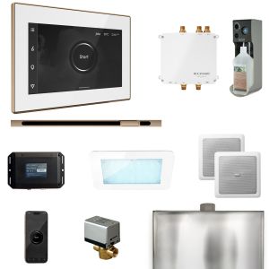 BLS1-WHLPG - Mr Steam Bliss Steam Shower Ctrl Pkg w/iSteamX Control and Linear Steamhead in White Polished Gold