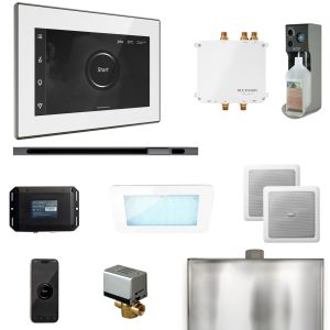 BLS1-WHLST - Mr Steam Bliss Steam Shower Ctrl Pkg w/iSteamX Control and Linear Steamhead in White Satin Steel