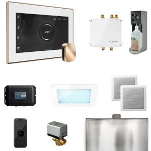 BLS1-WHPG - Mr Steam Bliss Steam Shower Ctrl Pkg w/iSteamX Control and Steamhead in White Polished Gold