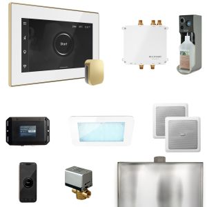 BLS1-WHSB - Mr Steam Bliss Steam Shower Ctrl Pkg w/iSteamX Control and Steamhead in White Satin Brass