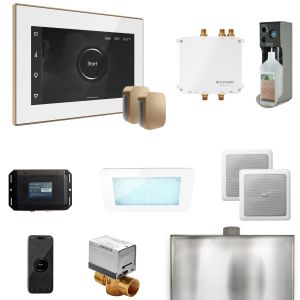 BLS1-WHXBB - Mr Steam Bliss Max Steam Shower Ctrl Pkg w/iSteamX Control and Steamhead in White Brushed Bronze