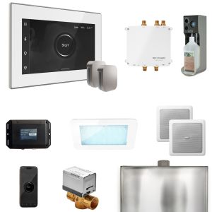 BLS1-WHXBN - Mr Steam Bliss Max Steam Shower Ctrl Pkg w/iSteamX Control and Steamhead in White Brushed Nickel