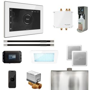 BLS1-WHXLBN - Mr Steam Bliss Max Steam Shower Pkg w/iSteamX Control and Linear Steamhead in White Brushed Nickel