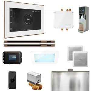BLS1-WHXLNB - Mr Steam Bliss Max Steam Shower Pkg w/iSteamX Control and Linear Steamhead in White Nouveau Bronze