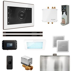 BLS1-WHXLOB - Mr Steam Bliss Max Steam Shower Pkg w/iSteamX Control and Linear Steamhead in White OilRubBronze