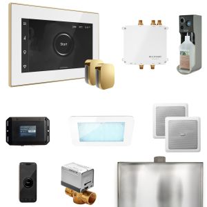 BLS1-WHXPB - Mr Steam Bliss Max Steam Shower Ctrl Pkg w/iSteamX Control and Steamhead in White Polished Brass