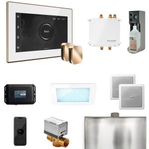 BLS1-WHXPG - Mr Steam Bliss Max Steam Shower Ctrl Pkg w/iSteamX Control and Steamhead in White Polished Gold