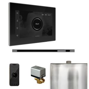 BXLBKBL - Mr Steam XButler Steam Shower Pkg w/iSteamX Control and Linear Steamhead in Black Brilliant Black