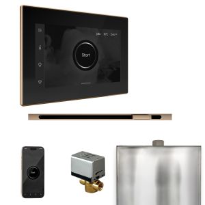 BXLBKPG - Mr Steam XButler Steam Shower Pkg w/iSteamX Control and Linear Steamhead in Black Polished Gold