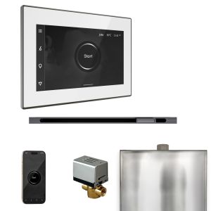 BXLWHST - Mr Steam XButler Steam Shower Ctrl Pkg w/iSteamX Control and Linear Steamhead in White Satin Steel