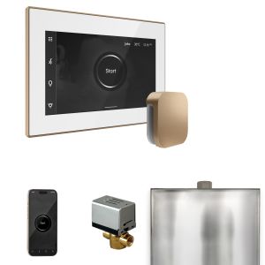 BXWHBB - Mr Steam XButler Steam Shower Pkg w/iSteamX Control and Linear Steamhead in White Brushed Bronze