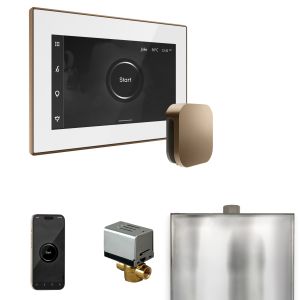 BXWHNB - Mr Steam XButler Steam Shower Pkg w/iSteamX Control and Linear Steamhead in White Nouveau Bronze