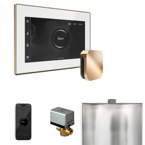 BXWHPG - Mr Steam XButler Steam Shower Pkg w/iSteamX Control and Linear Steamhead in White Polished Gold