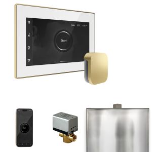 BXWHSB - Mr Steam XButler Steam Shower Ctrl Pkg w/iSteamX Control and Linear Steamhead in White Satin Brass