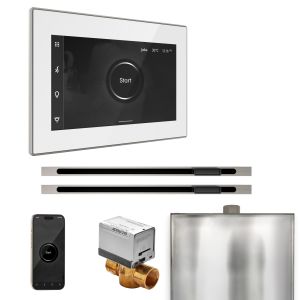 BXXLWHBN - Mr Steam XButler Max Steam Shower Pkg w/iSteamX Control and Linear Steamhead in White Brushed Nickel