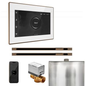 BXXLWHNB - Mr Steam XButler Max Steam Shower Pkg w/iSteamX Control and Linear Steamhead in White Nouveau Bronze