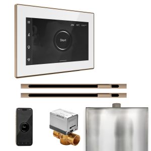 BXXLWHPG - Mr Steam XButler Max Steam Shower Pkg w/iSteamX Control and Linear Steamhead in White Polished Gold