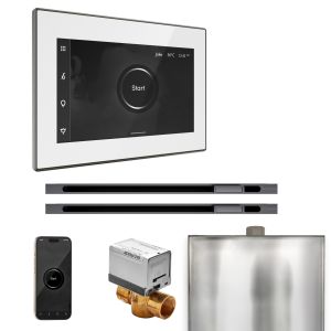 BXXLWHST - Mr Steam XButler Max Steam Shower Pkg w/iSteamX Control and Linear Steamhead in White Satin Steel
