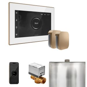 BXXWHBB - Mr Steam XButler Max Steam Shower Ctrl Pkg w/iSteamX Control and Steamhead in White Brushed Bronze