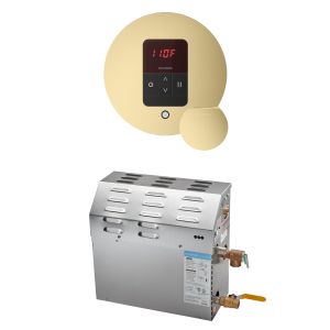 R10C10AH0000 - Mr Steam MS 10kW (10000W) Steam Shower Generator Package w/round iTempo Control in Satin Brass