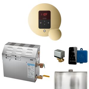 R12C1AAF0000 - Mr Steam MS 12kW (12000W) Steam Shower Generator Package w/round iTempo Control in Polished Brass