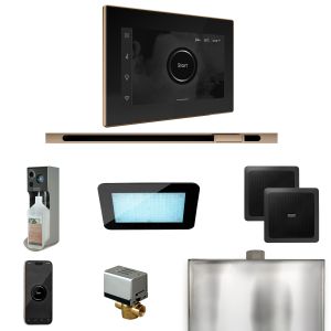 XDRM2BKLPG - Mr Steam XDream Steam Shower Ctrl Pkg w/iSteamX Control and Linear Steamhead in Black Polished Gold