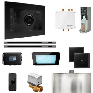 BLS1-BKXLBL - Mr Steam Bliss Max Steam Shower Pkg w/iSteamX Control and Linear Steamhead in Black Brilliant Black