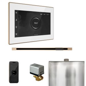 BXLWHBB - Mr Steam XButler Steam Shower Pkg w/iSteamX Control and Linear Steamhead in White Brushed Bronze