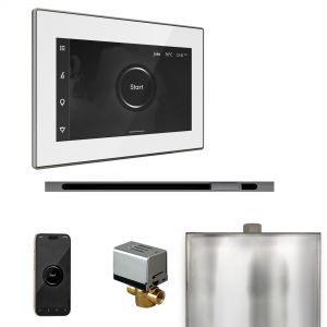 BXLWHBL - Mr Steam XButler Steam Shower Pkg w/iSteamX Control and Linear Steamhead in White Brilliant Black