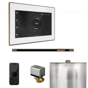BXLWHNB - Mr Steam XButler Steam Shower Pkg w/iSteamX Control and Linear Steamhead in White Nouveau Bronze