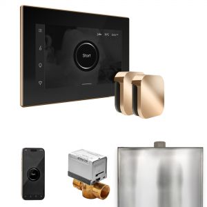 BXXBKPG - Mr Steam XButler Max Steam Shower Ctrl Pkg w/iSteamX Control and Steamhead in Black Polished Gold
