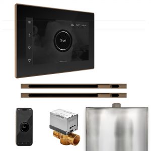 BXXLBKNB - Mr Steam XButler Max Steam Shower Pkg w/iSteamX Control and Linear Steamhead in Black Nouveau Bronze