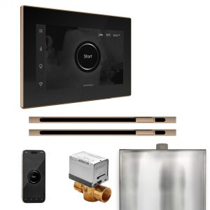 BXXLBKPG - Mr Steam XButler Max Steam Shower Pkg w/iSteamX Control and Linear Steamhead in Black Polished Gold